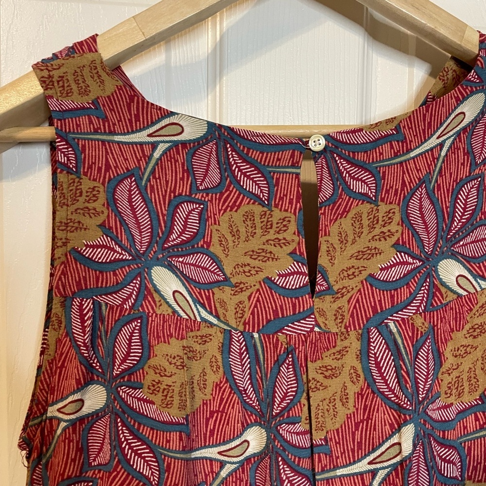 LOFT tropical floral print shell tank blouse sz M - Picture 7 of 9